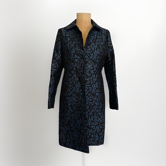 Anne Klein Womens Jacquard Coat - Size 8 Blue Purple - Picture 1 of 7